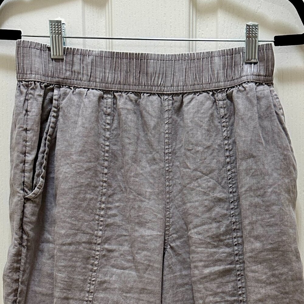 JNY Jones New York Women' 100% Linen Pant Size S Grey Wide Leg Cottagecore Boho - Picture 2 of 11
